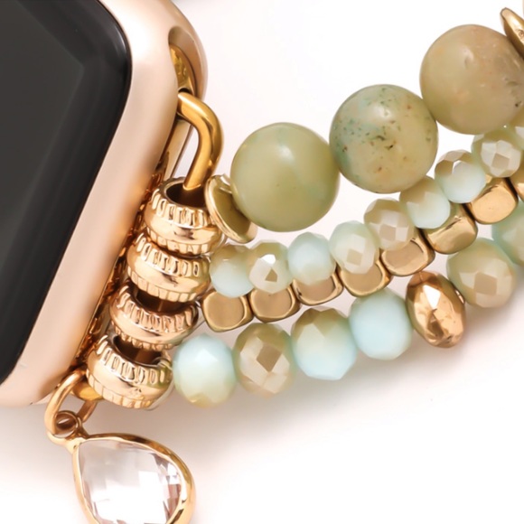 Amazonite Apple Watch Beaded Stretch Bracelet - Picture 2 of 8